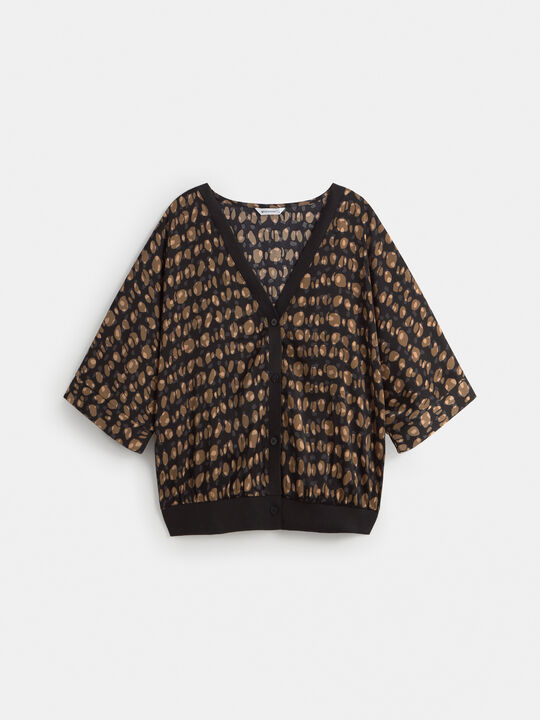 CHAQUETA FLUIDA ESTAMPADA Negro image number null