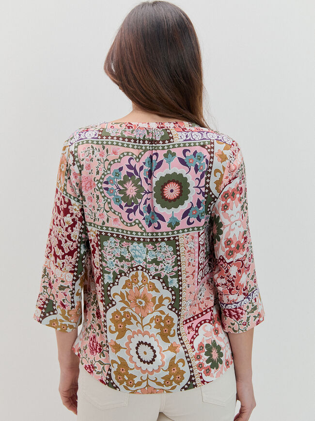 BLUSA FLUIDA ESTAMPADA Rojo Cabaret