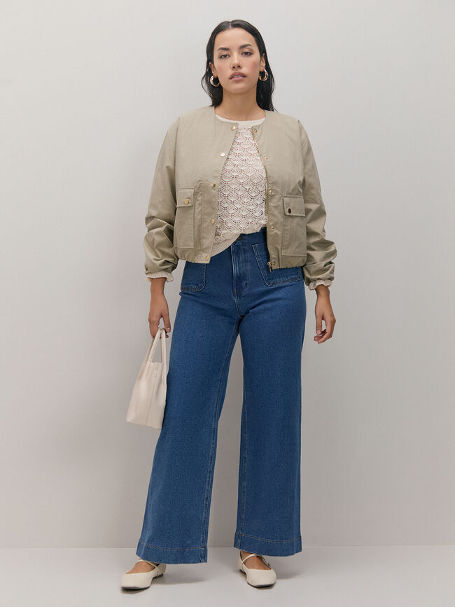 CHAQUETA FLUIDA ELASTICO kaki claro
