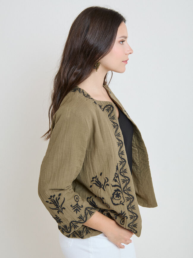 CHAQUETA DETALLES BORDADOS Kaki