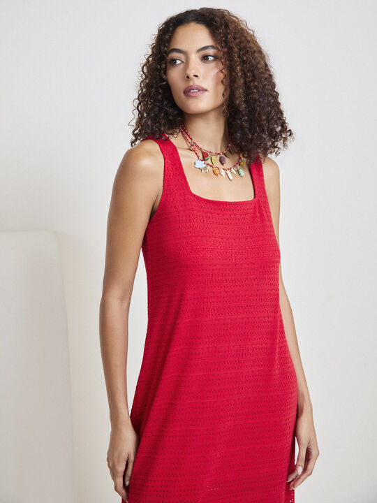 VESTIDO EYELET ROJO Rojo image number null
