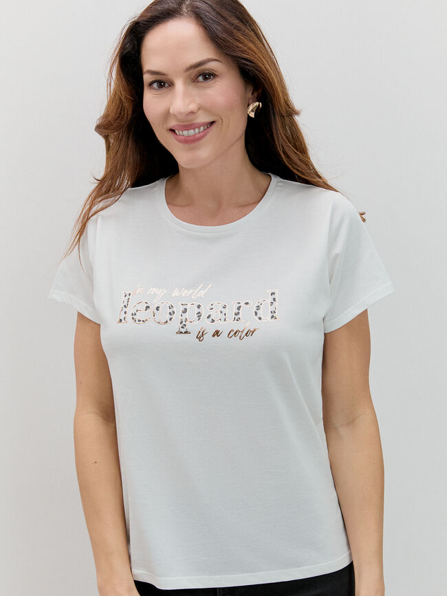CAMISETA LEOPARDO BRILLANTE Crudo