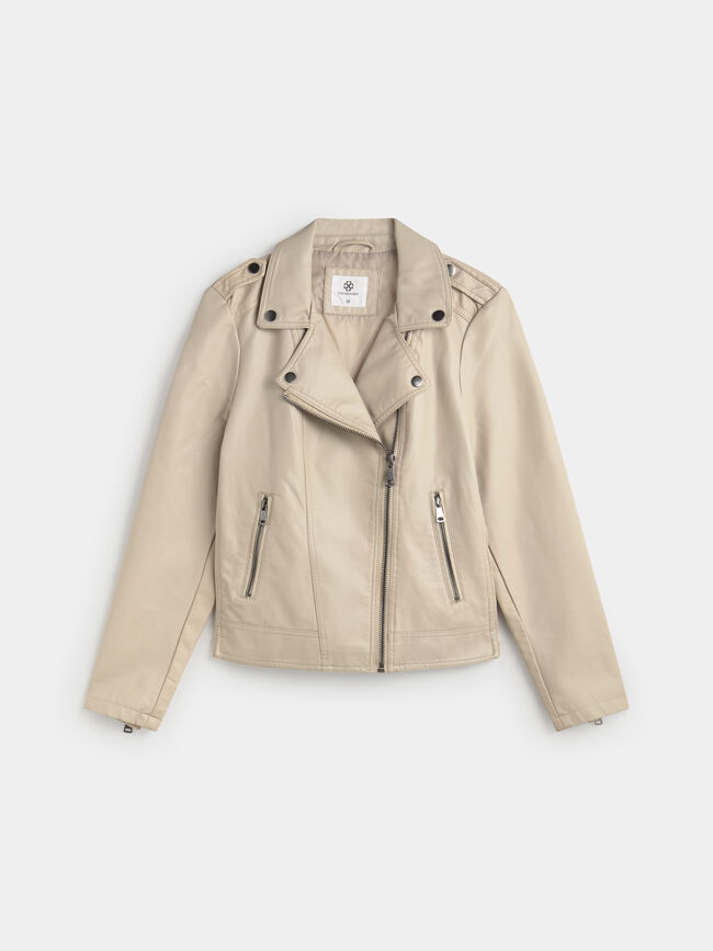 CAZADORA BIKER BÁSICA Crudo
