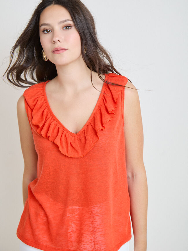 TOP CUELLO VOLANTE Rojo Pimenton