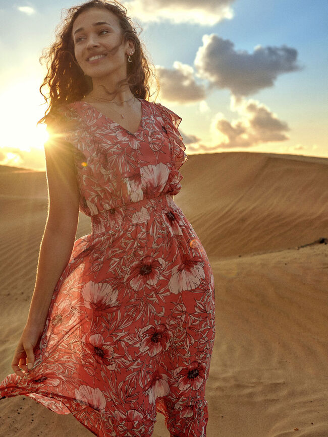 Vestido volantes estampado Estampado 1