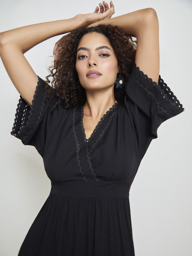 VESTIDO LARGO ONDULINA Negro