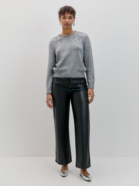 CARDIGAN CORTO BRILLOS Gris Oscuro image number null