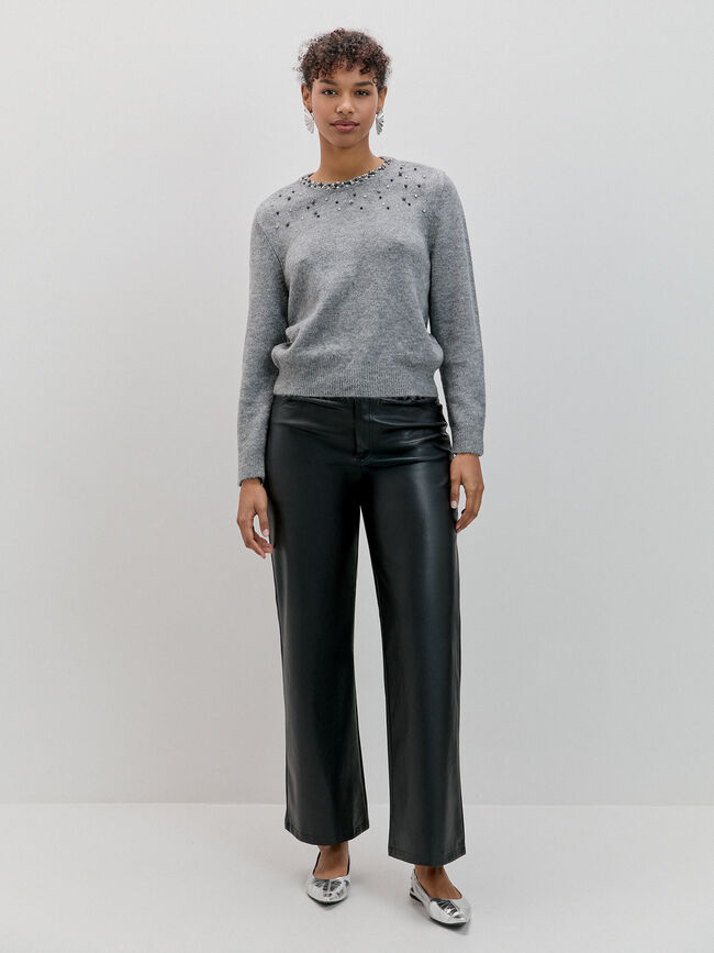 CARDIGAN CORTO BRILLOS Gris Oscuro