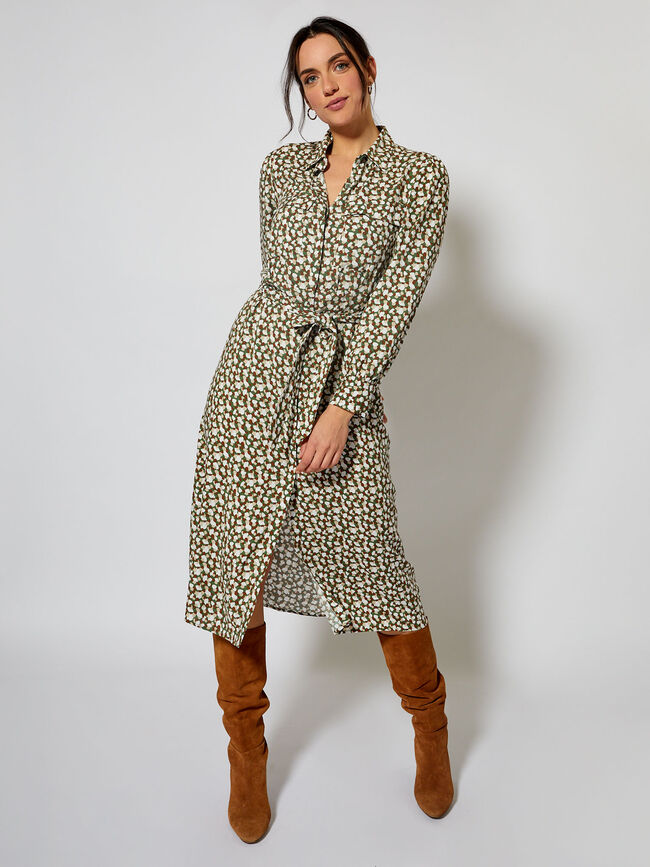Camisero largo print Kaki