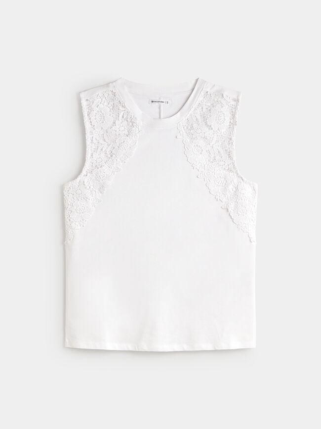 CAMISETA ENCAJE SISAS Blanco Optico