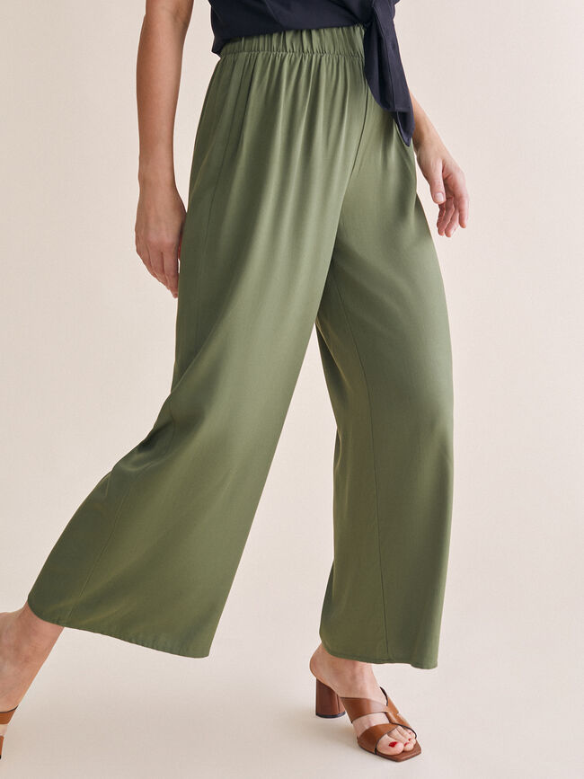 Pantalón palazzo Kaki