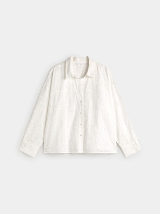 CAMISA BORDADO TROQUELADO Blanco Optico image number null