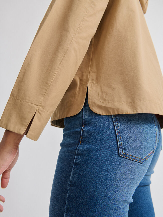 Parka algodón capucha Camel