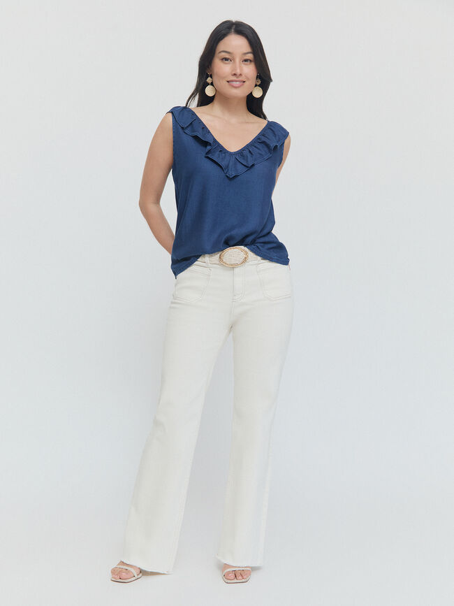 BLUSA VOLANTE CUELLO Azul Marino