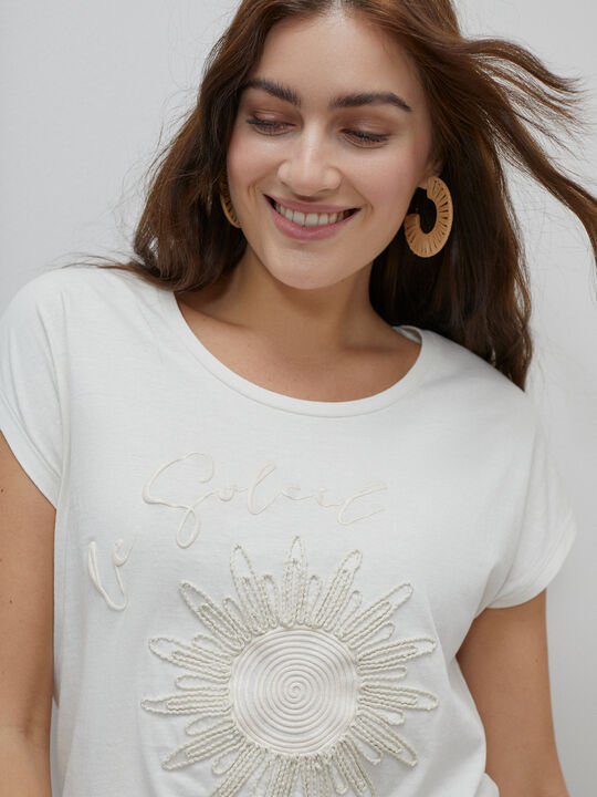 Camiseta sol relieve Blanco Hueso image number null