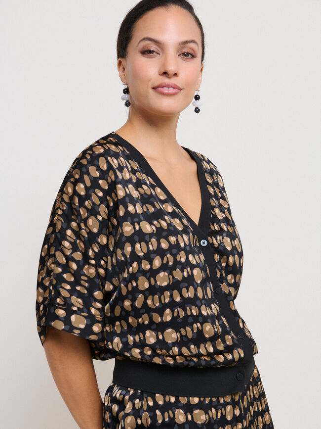 CHAQUETA FLUIDA ESTAMPADA Negro