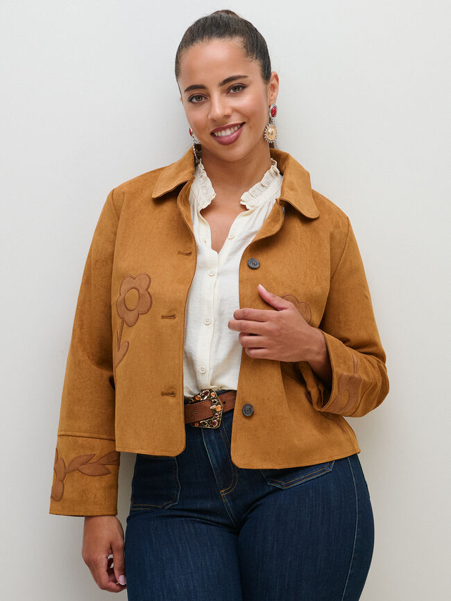 CHAQUETA ANTELINA FLORES OLIVA GOLD