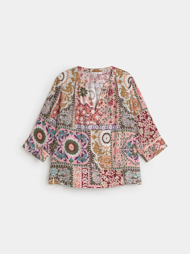 BLUSA FLUIDA ESTAMPADA Rojo Cabaret