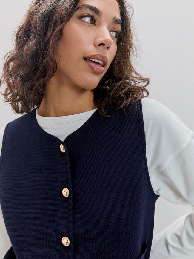 CHALECO BOTONES DORADOS Azul Marino