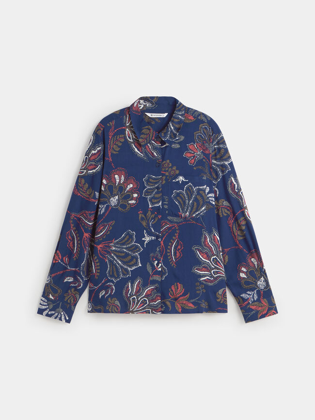 CAMISA VISCOSA ESTAMPADA Azul Marino