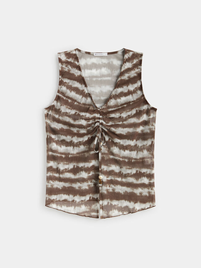TOP PLISADO  FRUNCIDO Marron