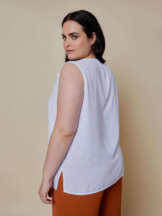 Blusa abotonada con volante Blanco Optico