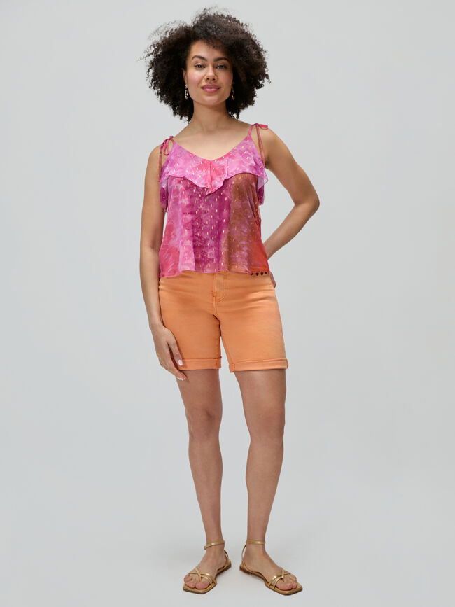 TOP TUL DETALLES METALIZADOS Naranja