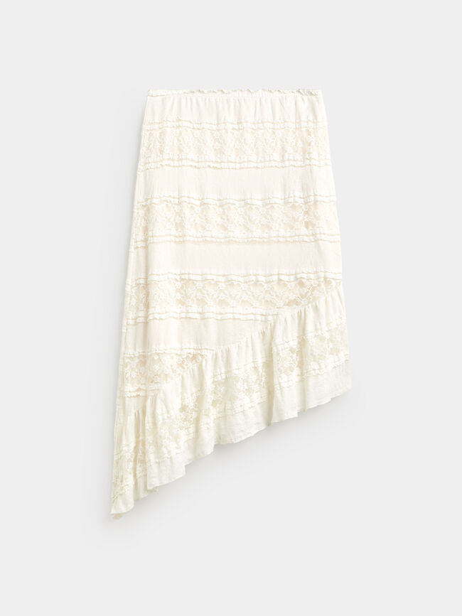 FALDA BLONDA ASIM&Eacute;TRICA Blanco Hueso