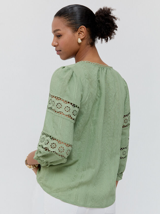 BLUSA PUNTILLAS 3/4 Verde Agua