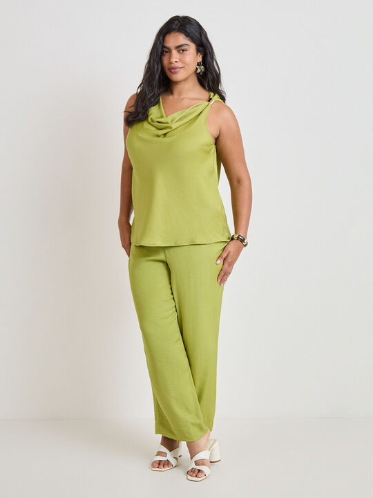 PANTALON  SATINADO Verde image number null