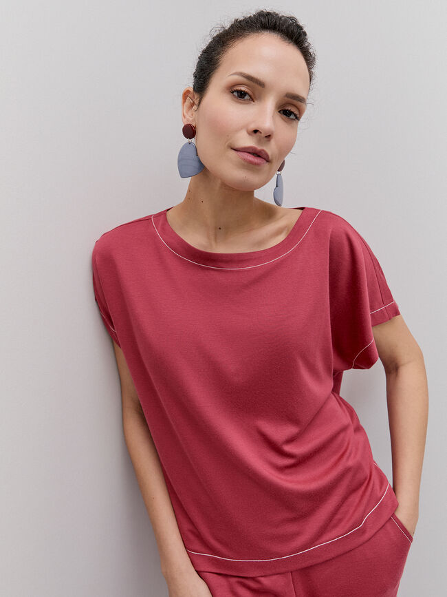 CAMISETA PESPUNTES Rojo Cabaret