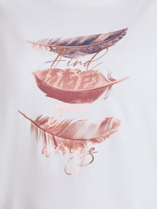 CAMISETA PLUMAS BRILLANTES Crudo image number null