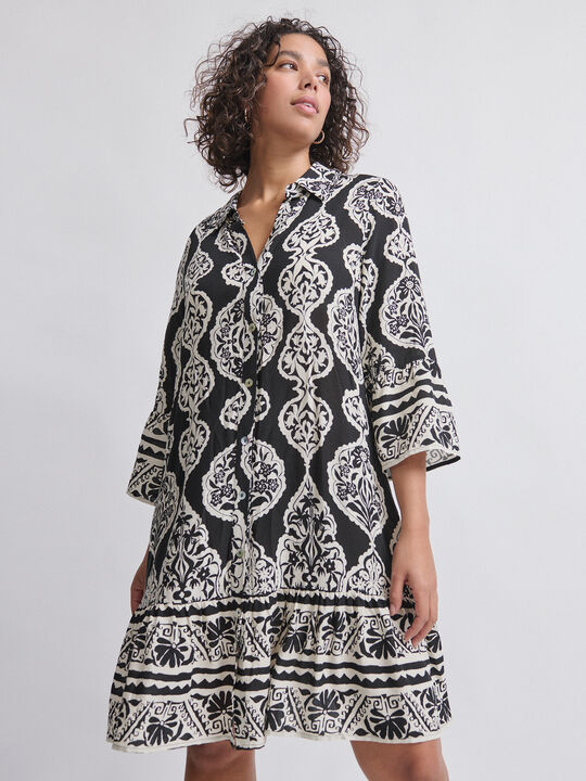 VESTIDO MIDI ESTAMPADO Negro image number null