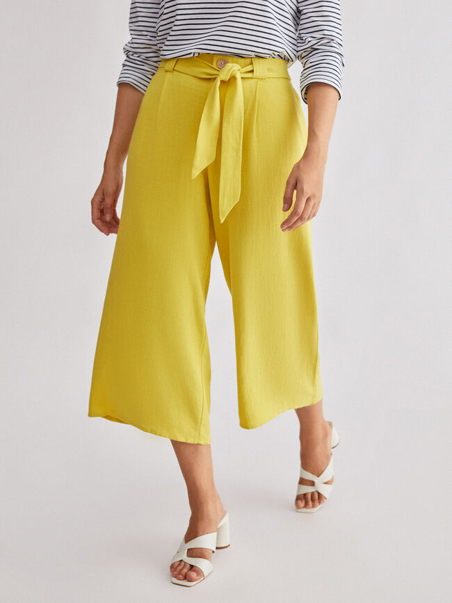 Pantalón culote rústico amarillo blush