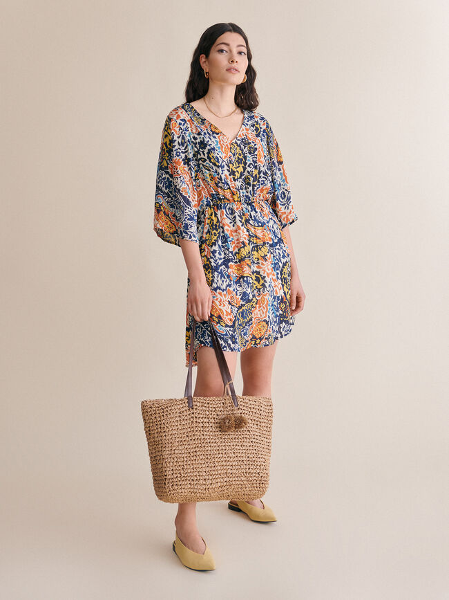 Vestido estampado escote pico Estampado 1