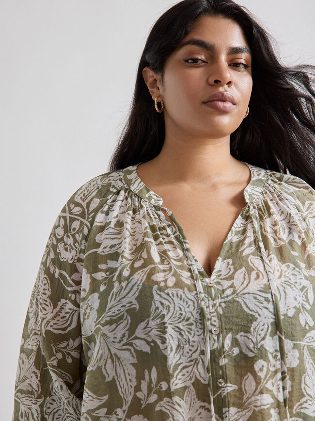 BLUSA FLUIDA ESTAMPADA Kaki