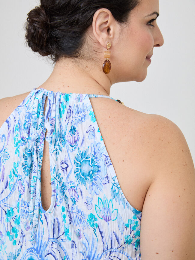 MONO PLEATED ESTAMPADO Azul Riviera