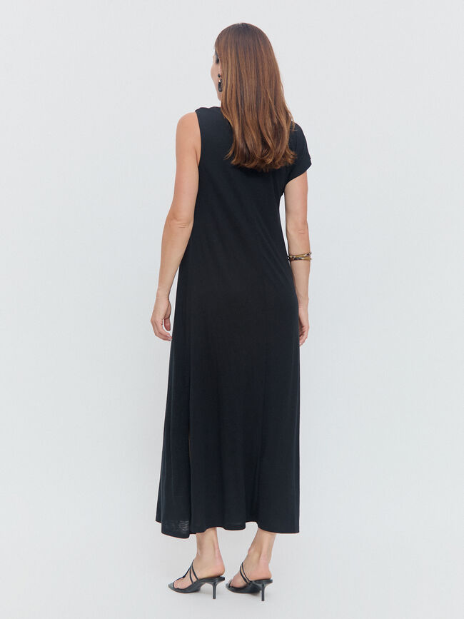 VESTIDO DETALLE APLIQUE Negro