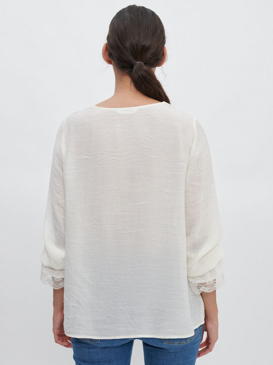 BLUSA PUNTILLA Blanco Hueso image number null