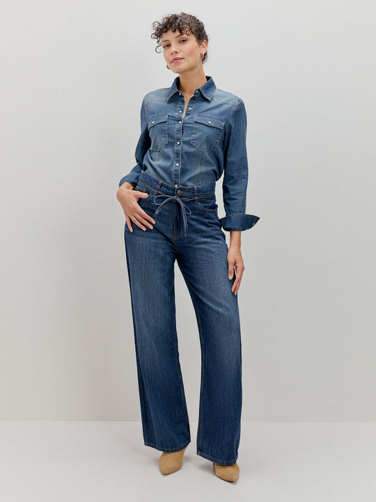 WIDE LEG CINTURÓN Dark blue image number null
