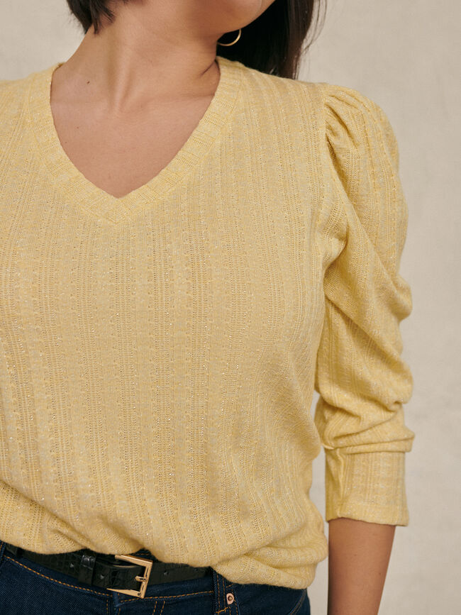 Camiseta escote pico Amarillo