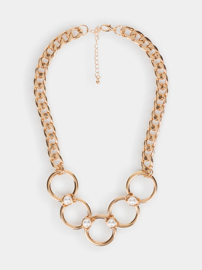 COLLAR ESLABONES ABALORIOS Oro
