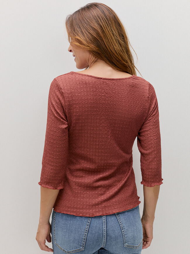 CAMISETA CRINCKLE 3/4 Marron/Naranja