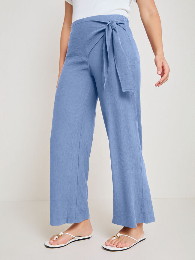 PANTAL&Oacute;N CINTURILLA LAZO Azul Chambray