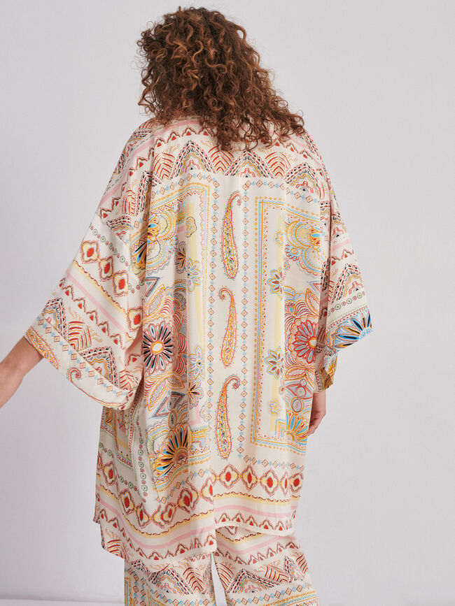 Kimono estampado Crudo Claro