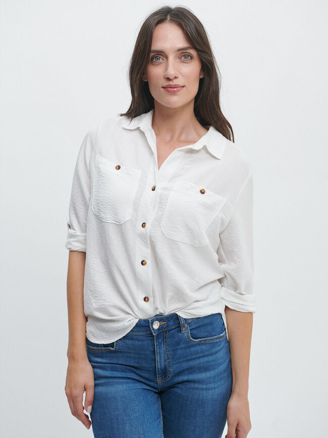 CAMISA BÁSICA BOLSILLOS Blanco Optico