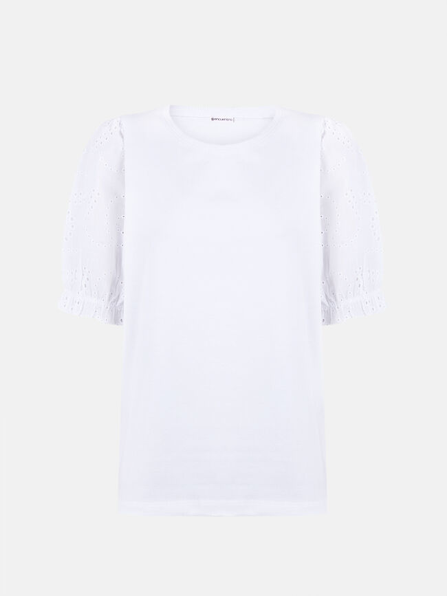 camiseta detalle calados en mangas Blanco Optico