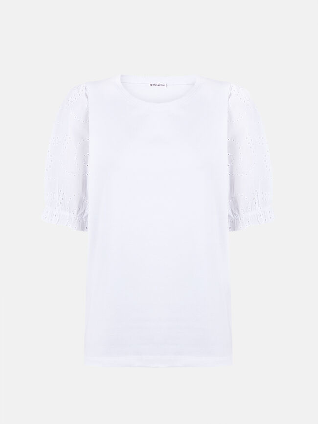 camiseta detalle calados en mangas Blanco Optico
