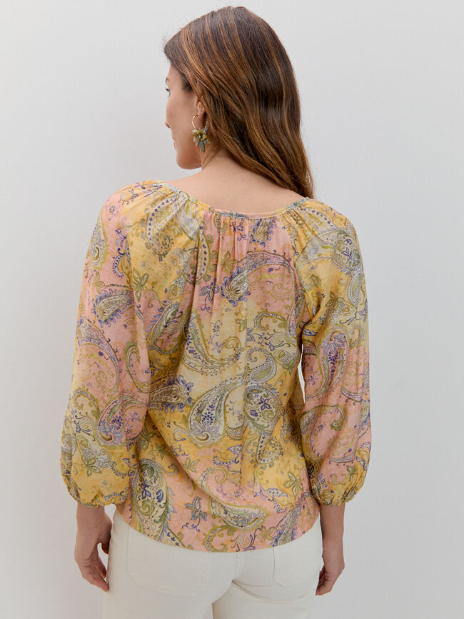 BLUSA VOLANTE RAYAS Crudo
