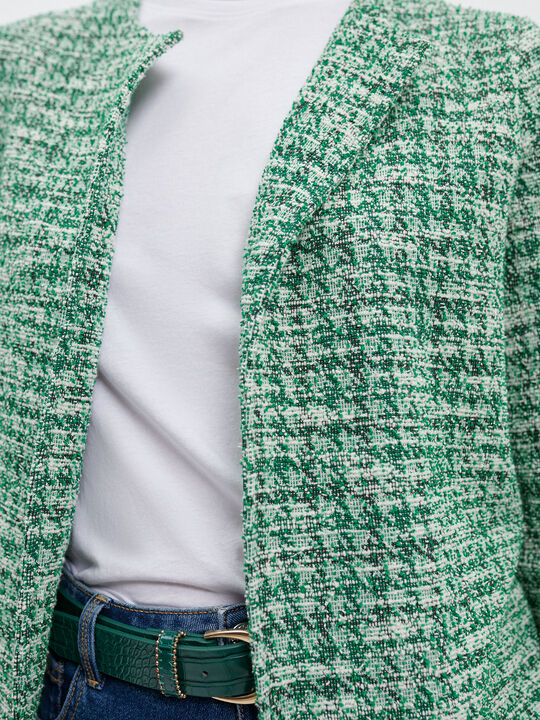 CHAQUETA TWEED VOLANTES Verde oscuro image number null